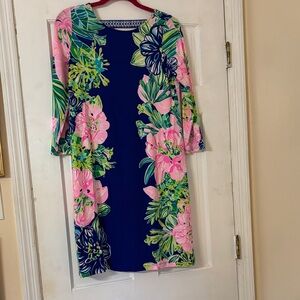 Lilly Pulitzer Blue and Pink Floral Long Sleeve Dress